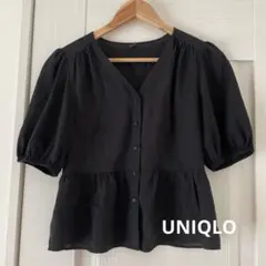 UNIQLO ネイビー　半袖ブラウス