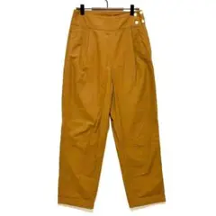 ハイウエストタックパンツ/足長効果 美脚 日本製 コットン100% サイドボタン