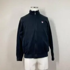 フィラ FILA フルジップ スウェット S 黒 日本製 ワッペン ゴルフウェア