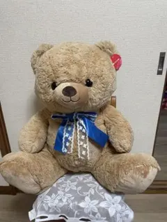 テディベア ぬいぐるみ 特大 ブラウン ブルーリボン