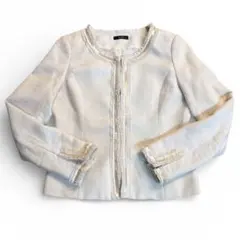 入学式 卒業式 a.v.v ノーカラーツイードジャケット 36 アイボリー