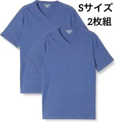 2枚組 Tシャツ Vネック レギュラーフィット 半袖 ブルー 青 メンズ