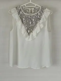 ZARA トップス レース ブラウス白