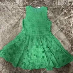 petit main グリーン ノースリーブワンピース