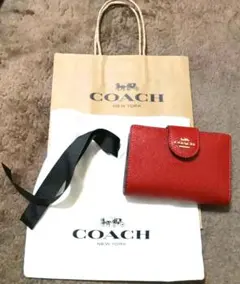 COACH 二つ折り財布 レッド