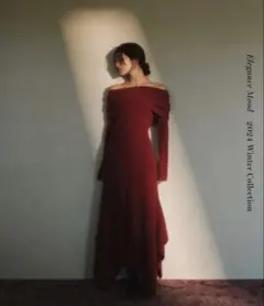 オフショルアシメヘムニットワンピース