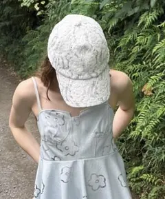 【新品】POPPY FLOWER LACE SILVER CAP