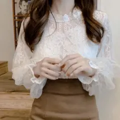 Girly Doll レースシャツ レースハイネックブラウス レディースのサムネイル