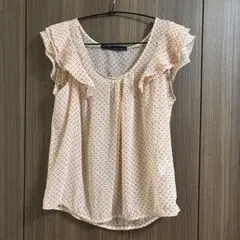 ZARA BASIC ハート柄フリル付きブラウス Mサイズ