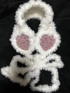 ハンドメイドイヤーマフホワイト ピンク