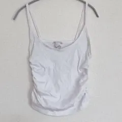 ZARA 【L】ザラ リブ キャミソール ホワイト サイドシャーリング シンプル
