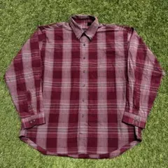 00's VAN HEUSEN ボタンダウンシャツ バーガンディ XL チェックのサムネイル