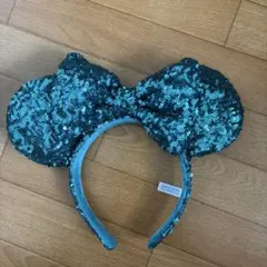 ターコイズ ミッキー型カチューシャ スパンコール