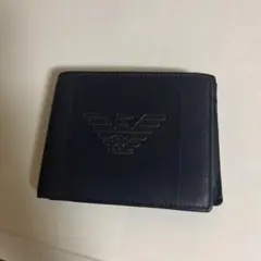 EMPORIO ARMANI 二つ折り財布 レザー ネイビー