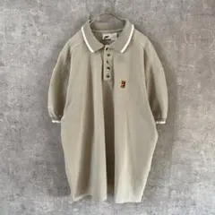 90s NIKE ポロシャツ　半袖　鹿子　サンドグレー　Lサイズ相当