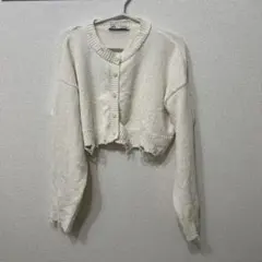 ZARA ホワイト クロップドカーディガン