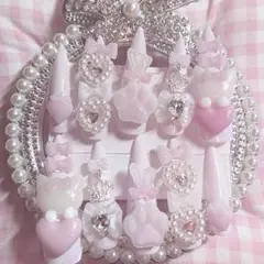 ♥ 量産型 ネイルチップ 地雷系 平成女児 ロング ポイント 猫 ピンク