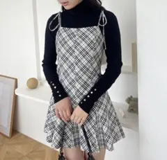 NICE CLAUP バックレースアップリボンミニキャミワンピース