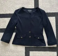 UNITED ARROWS ノーカラージャケット 36 ネイビー