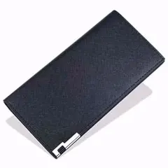 メンズ 薄型 長財布 二つ折り 財布 ウォレット 3色 ブラック (ブラック)*