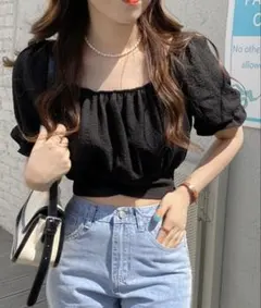 黒 バックリボン Tシャツ