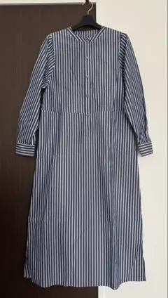 ヒューマンウーマン　ストライプ柄 バンドカラー長袖シャツワンピースのサムネイル
