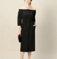 Beauty&YouthUNITED ARROWSオフショルロングワンピ黒