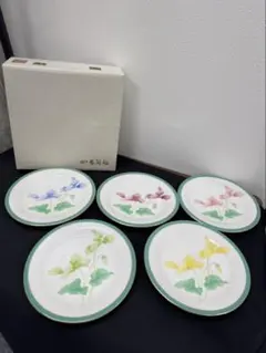 香蘭社 シクラメン柄 皿 5枚セット 専用箱入りのサムネイル