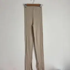 ナノユニバース　リブ編みストレッチパンツ スリット　ボトムス　a1888