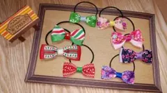 クリスマス&お正月和柄ヘアゴムリボン8点セット③　ハンドメイドNO.7