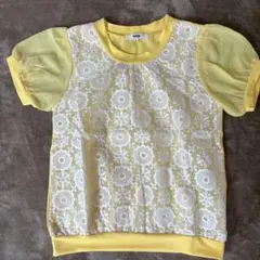 【未使用品】OZOC 花柄刺繍 イエロー Tシャツ 38のサムネイル