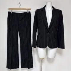 M-Premier エムプルミエ スカート スーツ ストライプ柄 ブラック黒