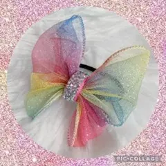 大きめ♪  キラキラ付き♡ シフォン　オーガンジー　蝶々　リボン　ヘアゴム