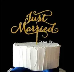 Just Married ケーキトッパー ゴールド