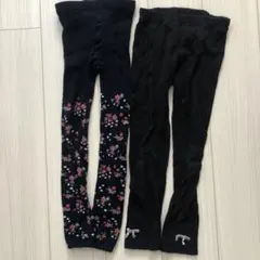 キッズレギンス 花柄 リボン付き 2点セット　130 135