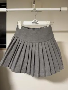 グレー プリーツスカート ゴム入りウエスト