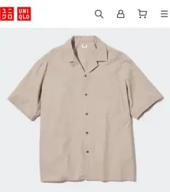 美品［UNIQLO］＊オープンカラーシャツ（半袖）＊BEIGE / Sのサムネイル