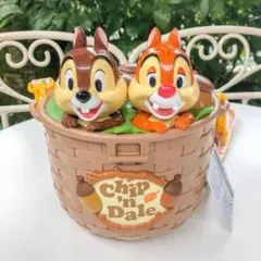 チップ&デール・置き時計・陶器製・落花生☆ディズニー アンティーク 