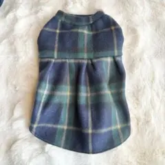 犬服 Mサイズ フリース チェック柄 ワンピース 犬服ハンドメイド ペット服