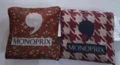 MONOPRIX モノプリ エコバッグ 千鳥格子 ブラウン 小花