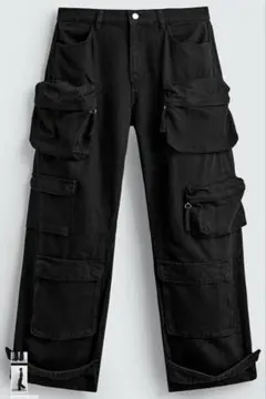 ブラックカーゴパンツ 6ポケット