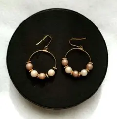 【24時間以内発送】パール ピアス　ゴールド　ベージュ　ピンク　エレガント