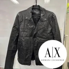 ARMANI EXCHANGEライダースジャケット 光沢 ブラック Mのサムネイル