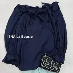 IENA LA BOUCLE イエナ リボンチュニックブラウス 紺 Fのサムネイル