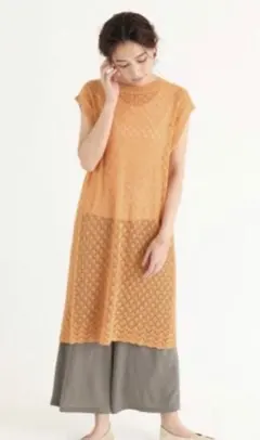 新品ブションbouchon12000円鍵編みニットワンピース　メトリーゼ