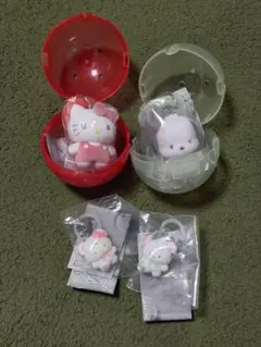 サンリオ　ふわふわスノー　カラフルカラビナマスコットチャーム　キティ　ポチャッコ