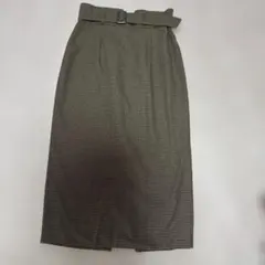 チェック柄 Lサイズ タイトスカート ベルト付き