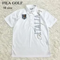 FILA GOLF 半袖ポロシャツ ホワイト ロゴ入り ワッペン メンズM
