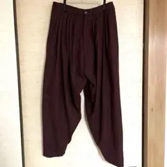 YANTOR バーガンディ プリーツ ワイドパンツ