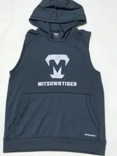 ミツワタイガー　パーカー　ノースリーブ　黒　Lサイズ